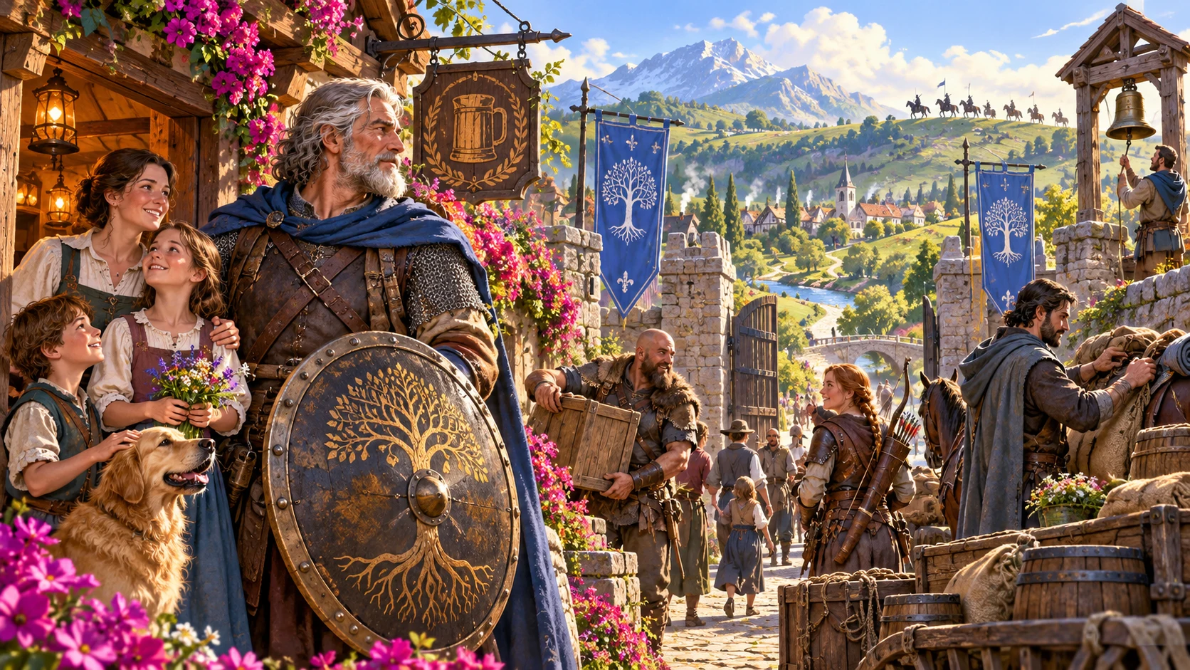 Illustrated character protecting a valued place